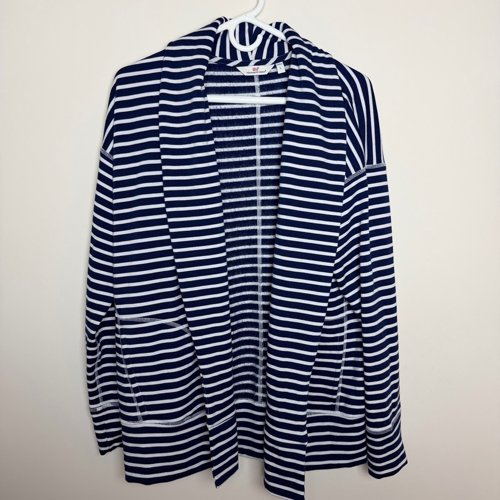 Vineyard Vines Navy and White Striped Women's Jacket size L